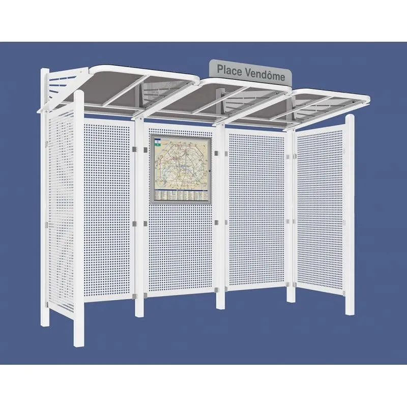 Arrêt de bus avec bardages en acier