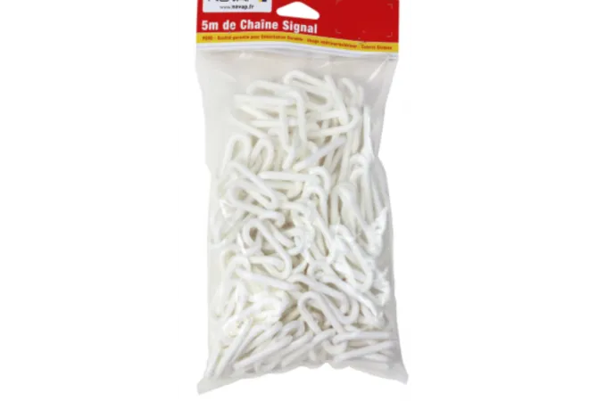 Sachet de 5 m de chaînette en plastique Blanc