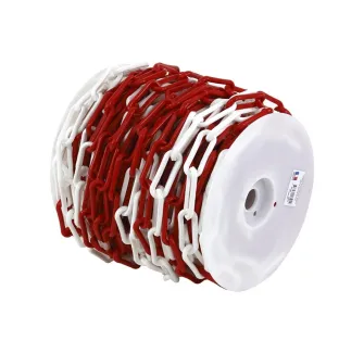 Bobine de chainette en plastique rouge et blanc