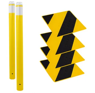 Kit de sécurité pour passage piéton, potelets jaune, dalles jaunes/noires