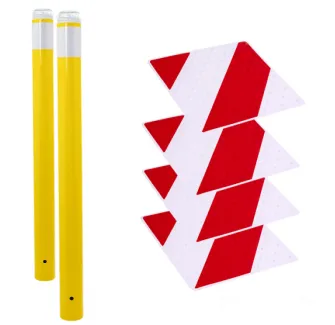 Kit de sécurité pour passage piéton, potelets jaune, dalles rouge/blanc