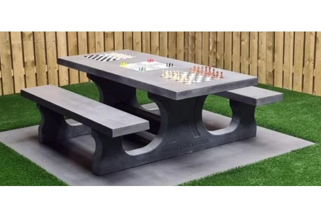 Table béton anthracite Multi-jeux