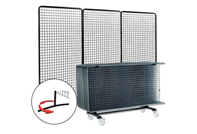 PROMO 24 grilles d'affichage sur pieds et 1 chariot de transport pour 24 grilles