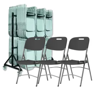 Lot "Grey Edition" - 40 chaises pliantes polypro avec chariot