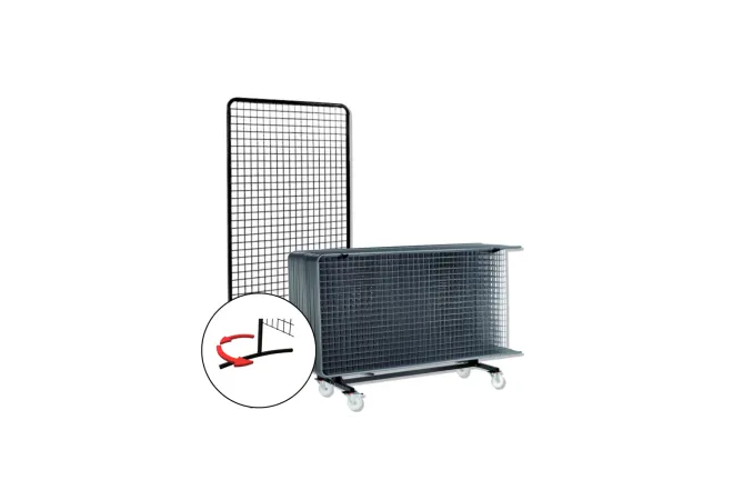 PROMO 24 grilles d'affichage sur pieds et 1 chariot de transport pour 24 grilles