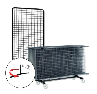 PROMO 24 grilles d'affichage sur pieds et 1 chariot de transport pour 24 grilles