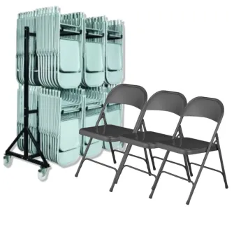 Lot de 96 chaises grises Europ métal pliantes + 1 chariot - Grey Edition®