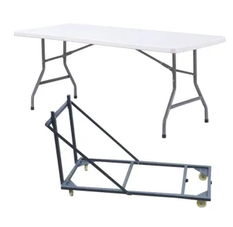 Lot de 10 tables pliantes polypro + Chariot