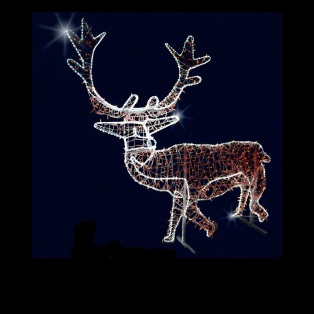 Décoration et illumination de Noël : cerf lumineux en 3D - en situation - Leader Equipements