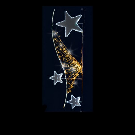 Visuel du décor lumineux Bijou d'étoiles irisant pour candélabre - Décoration de Noël pour collectivités - Leader Equipements