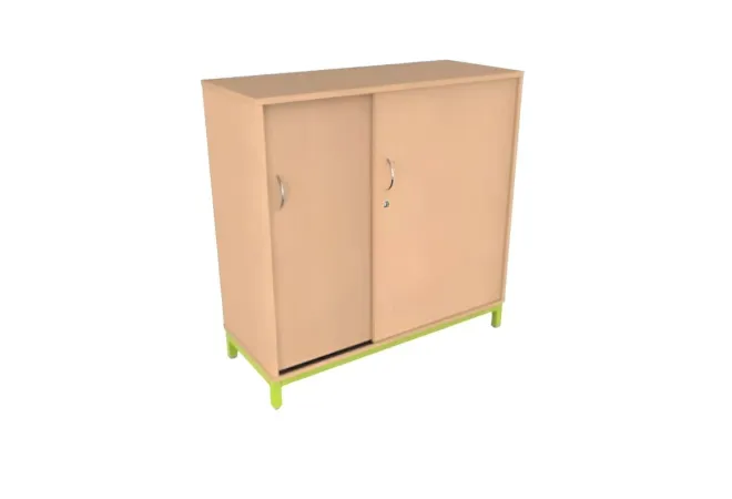 Armoire basse de rangement avec porte coulissante