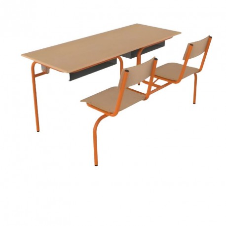 Visuel des bureaux scolaires Lara avec assise attenante - Leader Equipements 