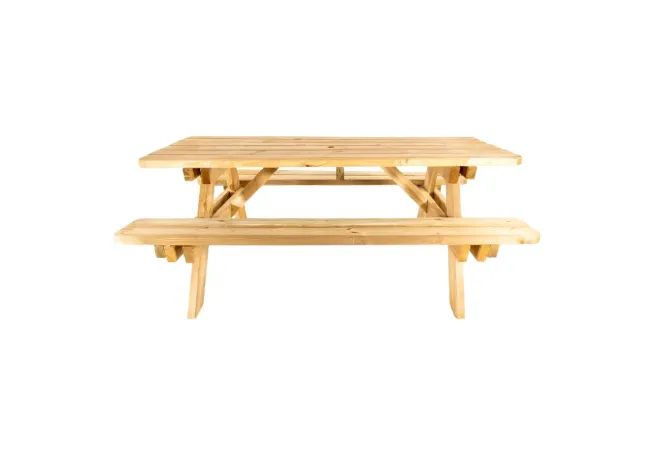 Table pique-nique en bois avec bancs - Table à dégagement latéral