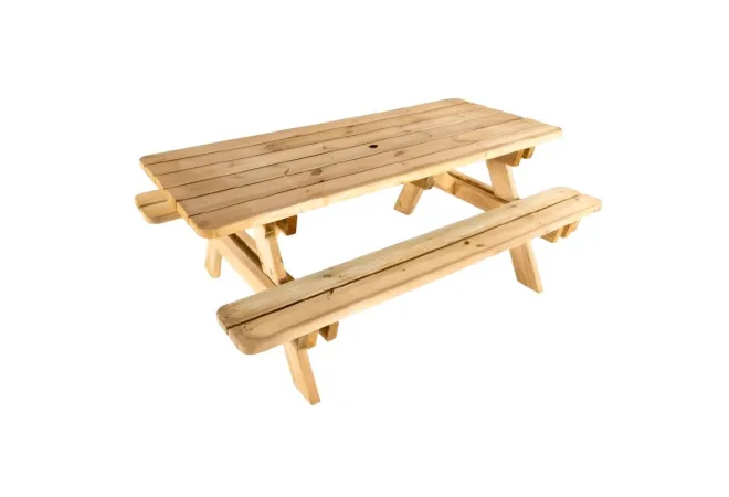 Table de pique nique en bois avec bancs intégrés Alcor