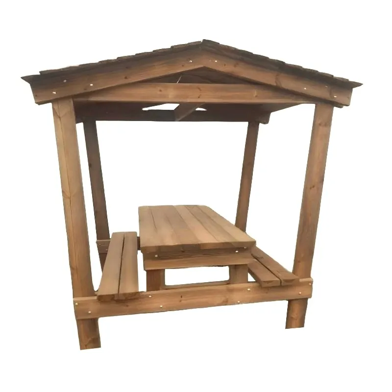 Table pique-nique en bois avez toiture Kiosque