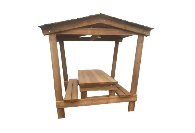 Table pique-nique en bois avez toiture Kiosque