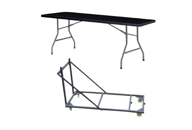 Lot table pliante noire - Chariot pour table pliante