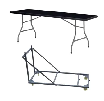 Lot table pliante noire - Chariot pour table pliante