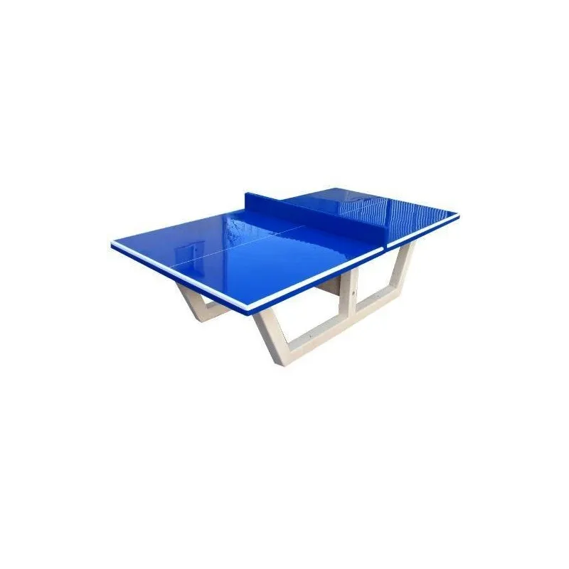 Visuel de la table de ping pong en béton - revêtement bleu