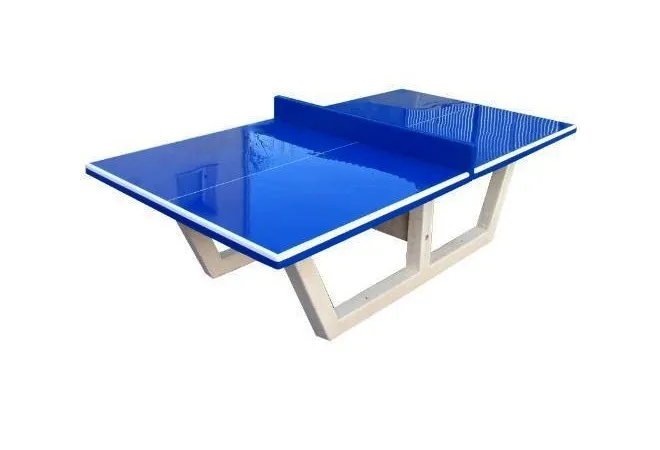 Visuel de la table de ping pong en béton - revêtement bleu